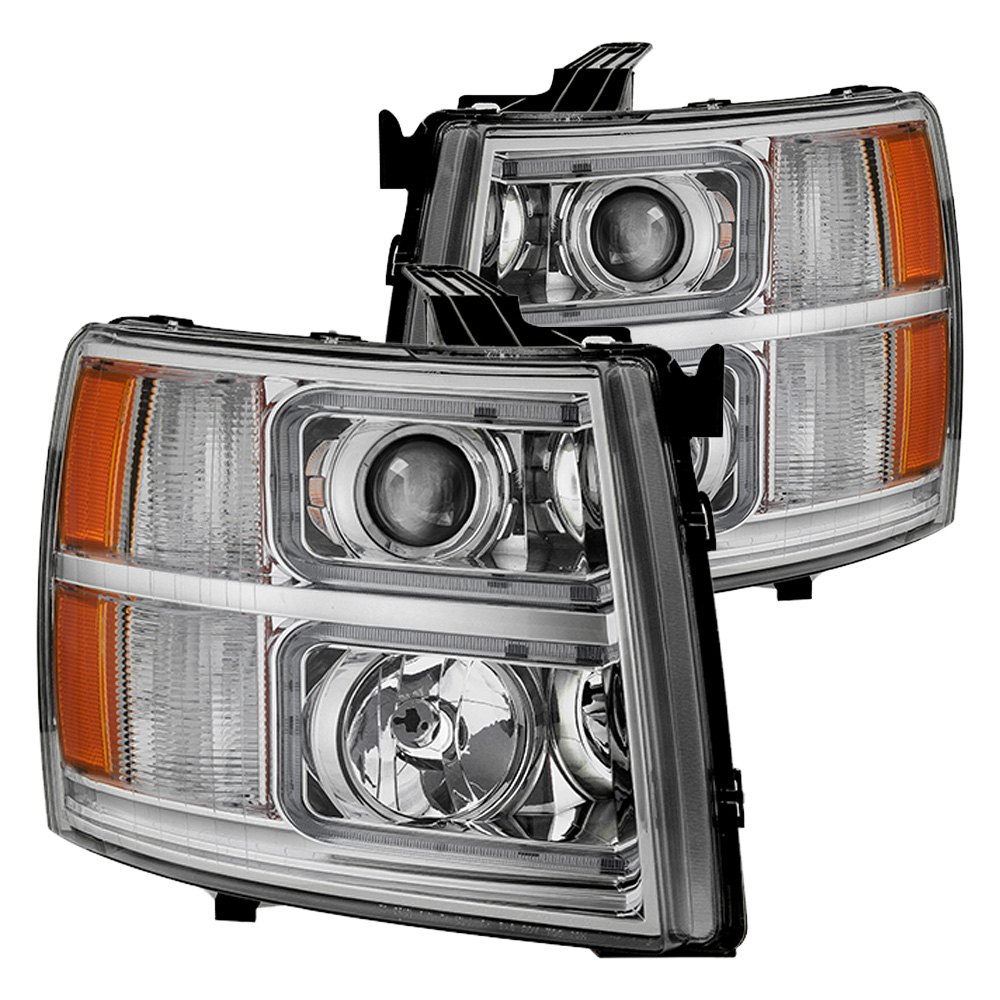 HEADLIGHTSDEPOT Chrome Housing Halogen Headlights Compatible with Chevrolet Truck Blazer Suburban C//K 1500 2500 3500 Tahoe Includes Driver and Passenger Side Headlamps w//Corners and Signal Lights