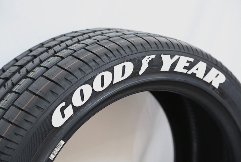 Tire Stickers ® - White "Goodyear Eagle F1" Tire Lettering Kit.