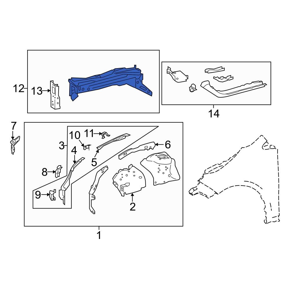 Toyota OE 570220A010 Front Left Frame Side Member Assembly