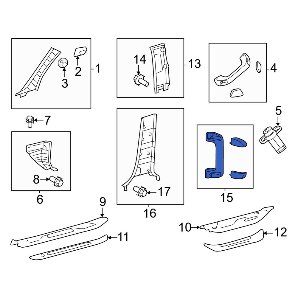Toyota OE 624200C050B0 Left Upper Door Pillar Post Trim Set