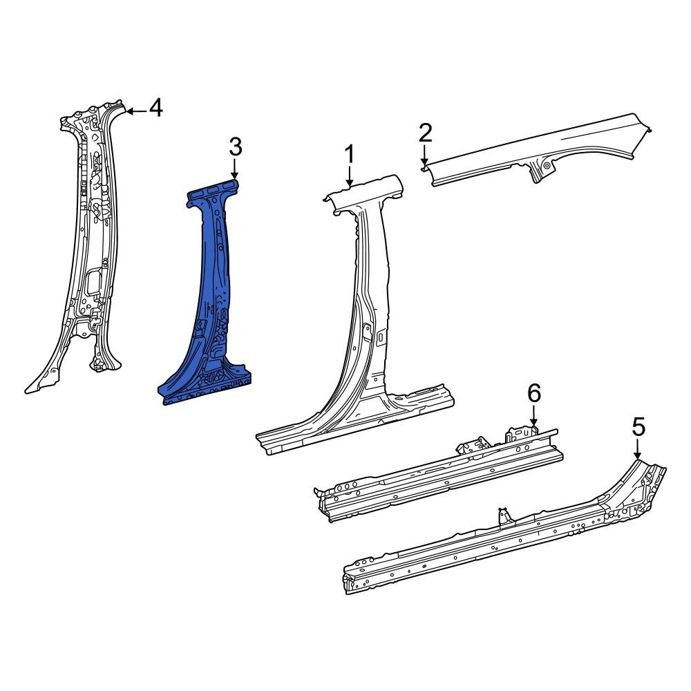 Toyota OE 610370E080 Right Body BPillar Reinforcement