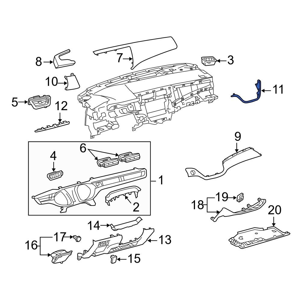 Toyota OE 5542207050 Right Instrument Panel Trim Panel