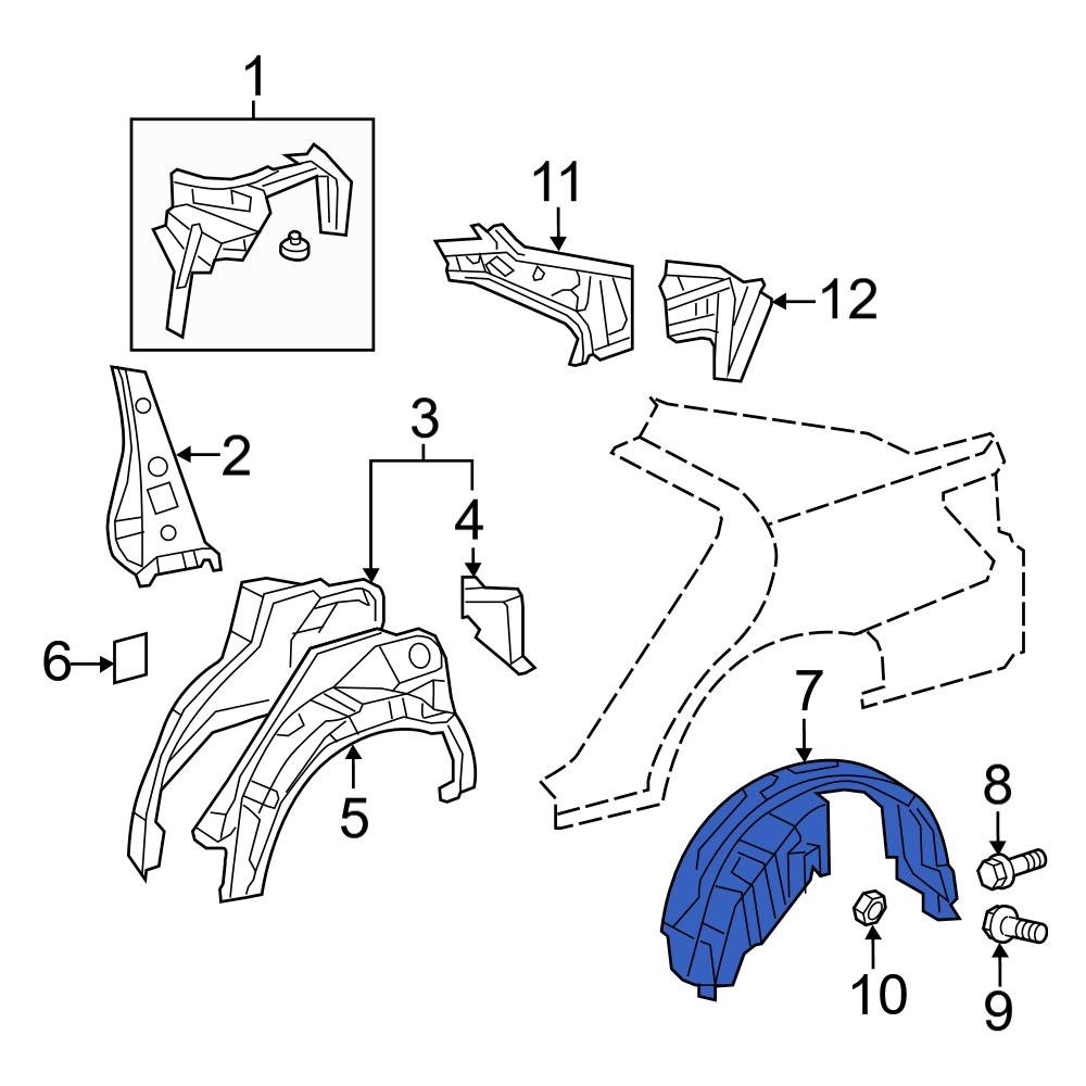 Toyota OE 6563806010 Rear Left Quarter Panel Splash Shield