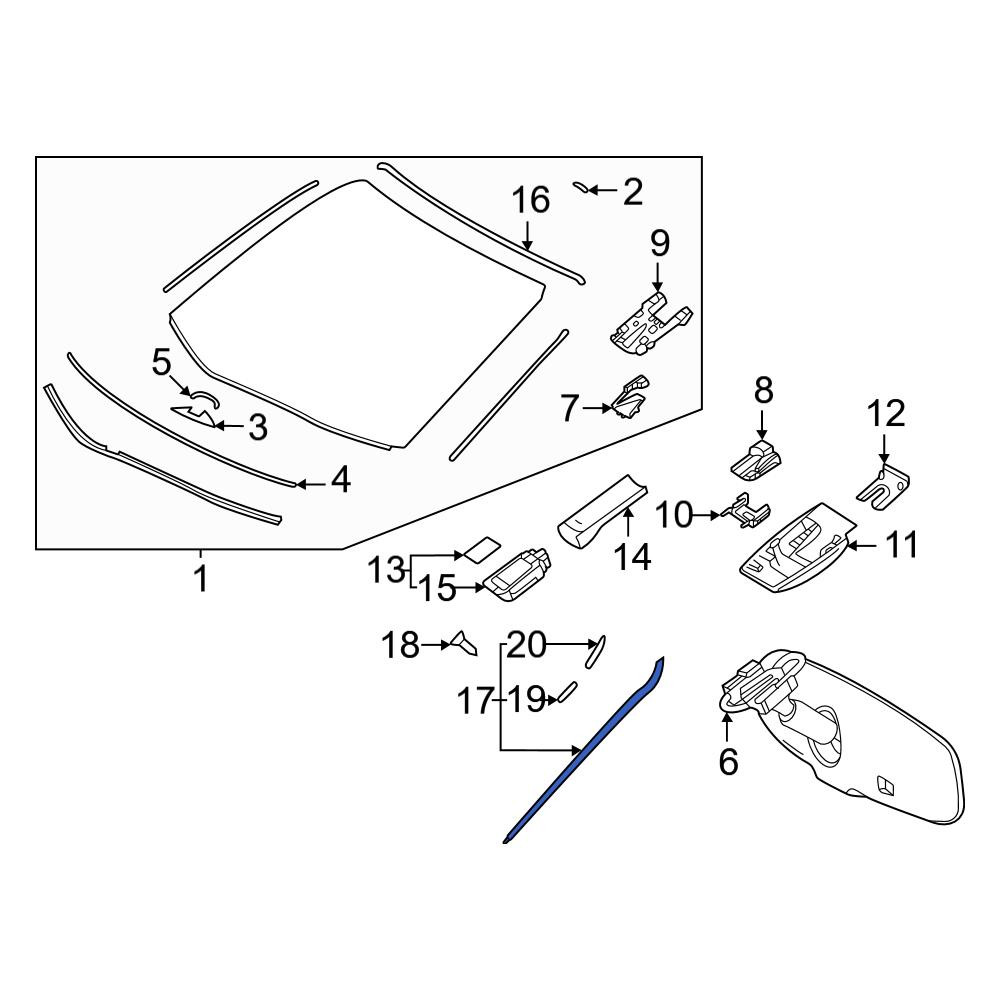 Toyota OE 7550408010 - Front Right Windshield Molding