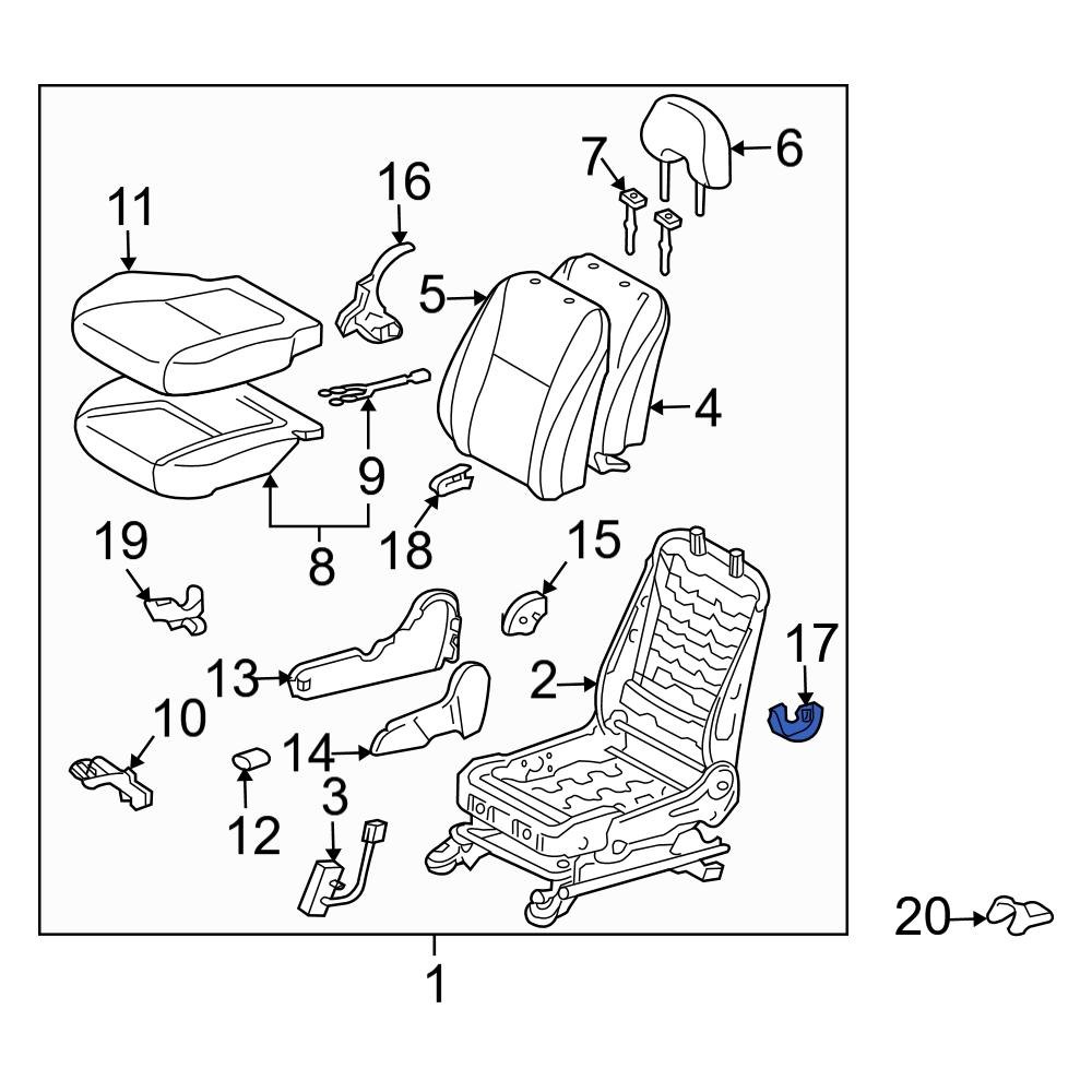 Toyota OE 7187652030E3 Left Upper Seat Back Recliner Adjustment