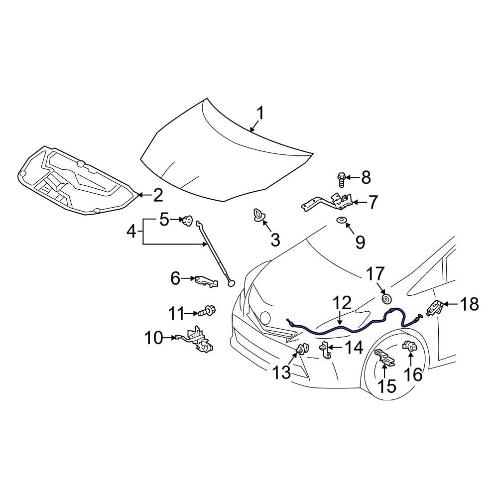 Toyota OE 5363047070 Front Hood Release Cable