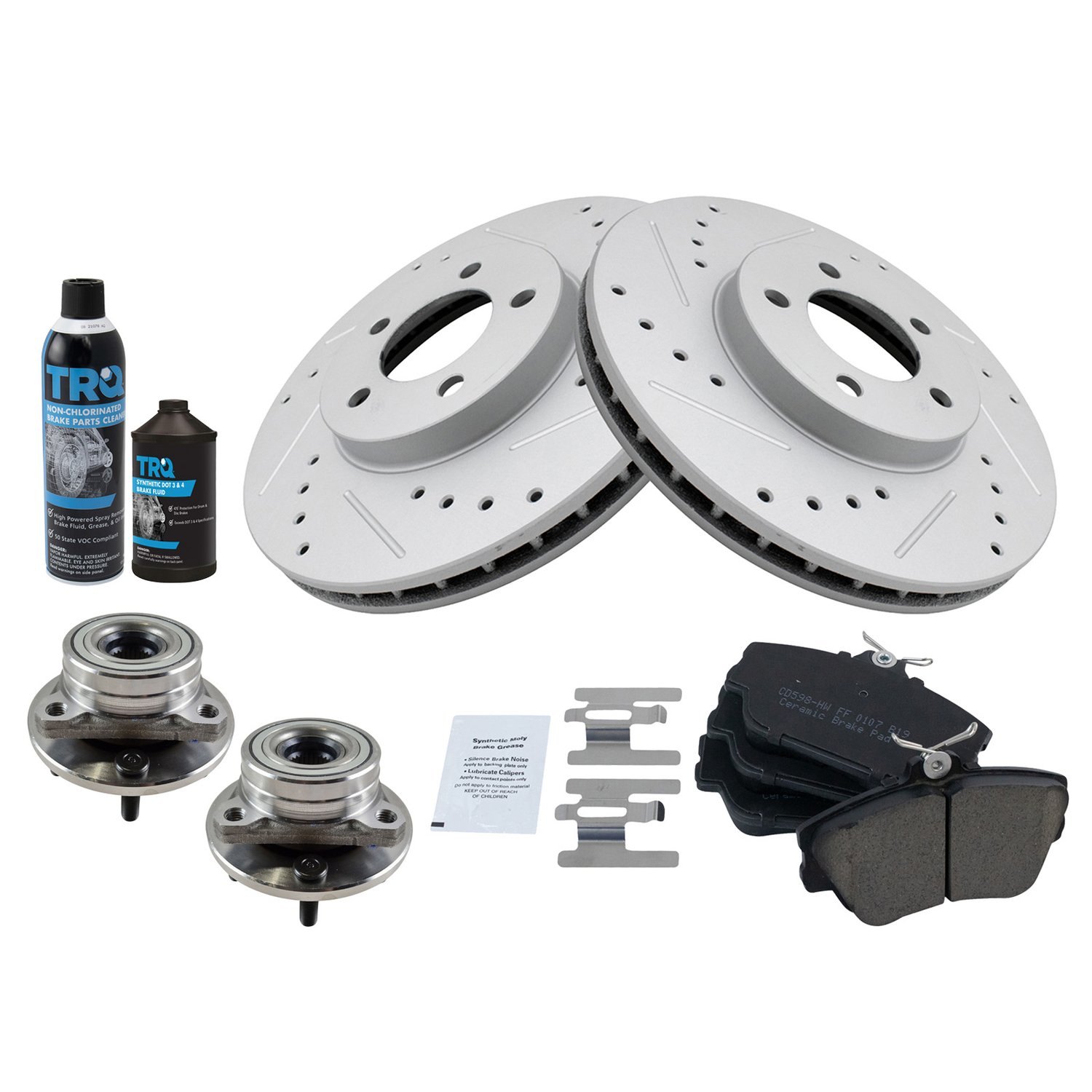 TRQ® BKA21834 Performance Ceramic Front Brake Kit with Hub Assemblies