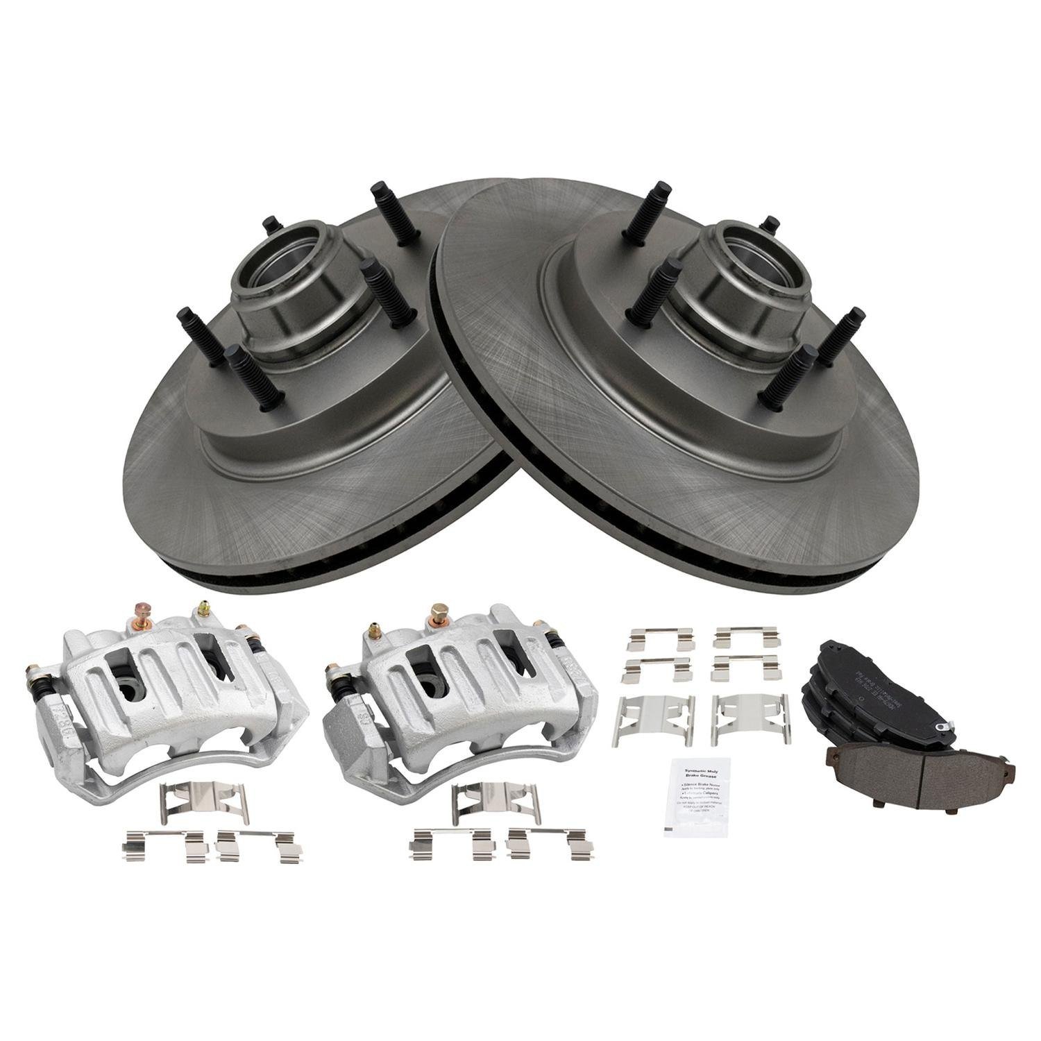 TRQ® BKA25325 SemiMetallic Brake Pad & Rotor Kit with Calipers
