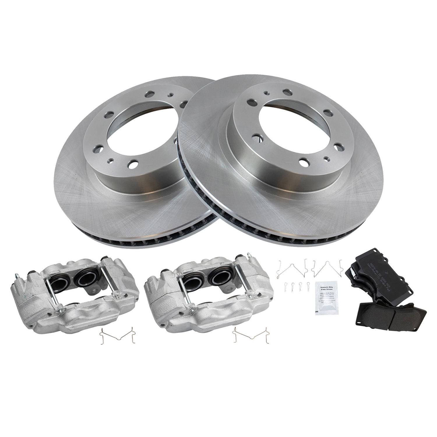 TRQ® BKA25388 SemiMetallic Brake Pad & Rotor Kit with Calipers