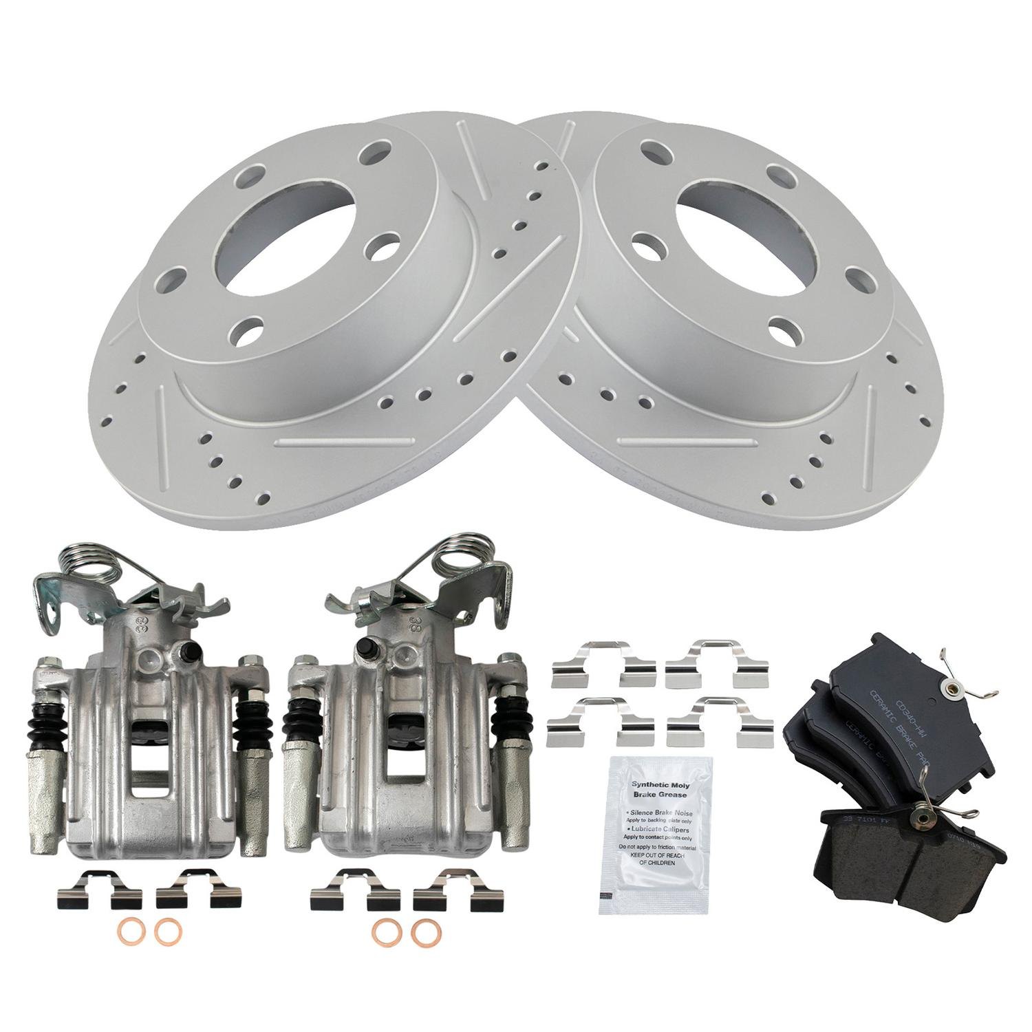 TRQ® BKA26845 Performance Ceramic Rear Brake Kit with Calipers