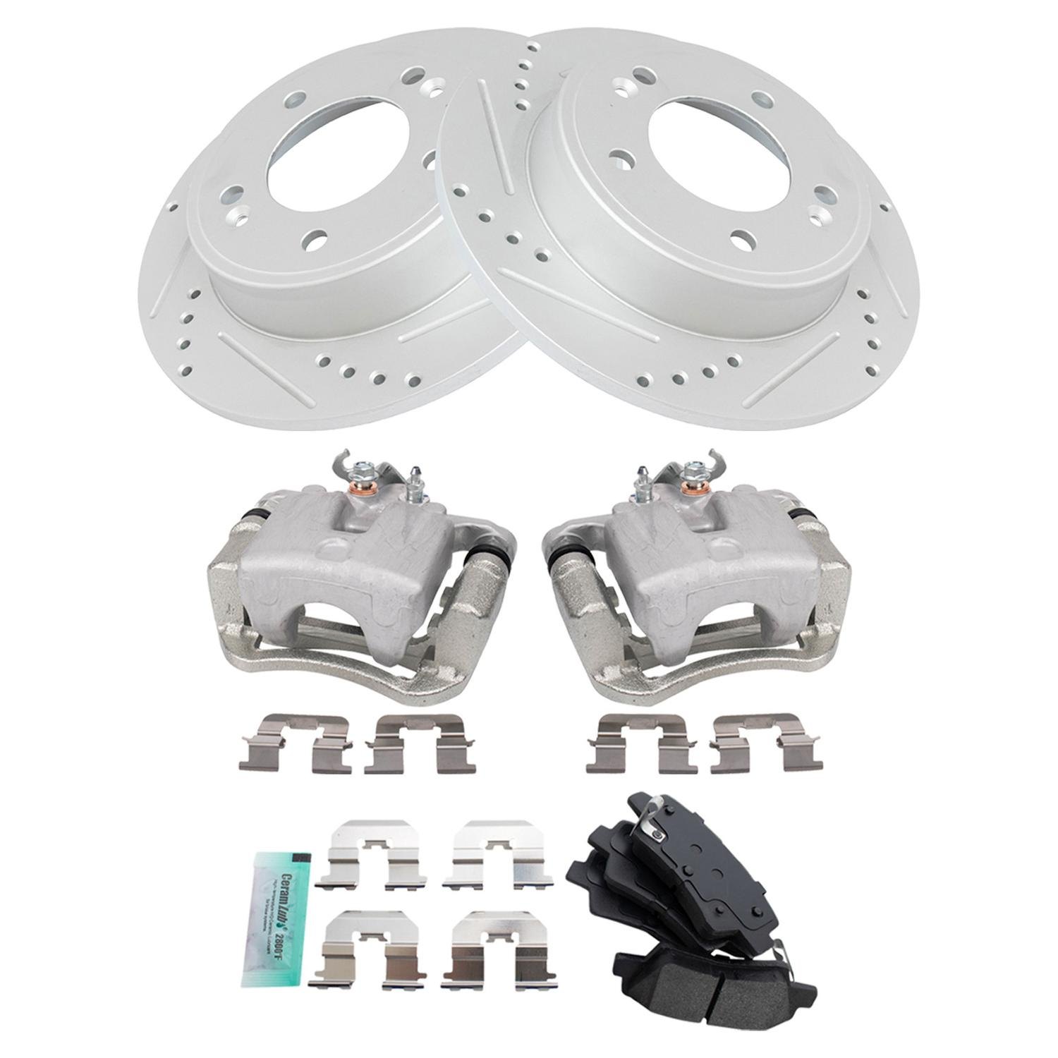 TRQ® BKA27026 SemiMetallic Performance Brake Pad & Rotor Kit with Calipers