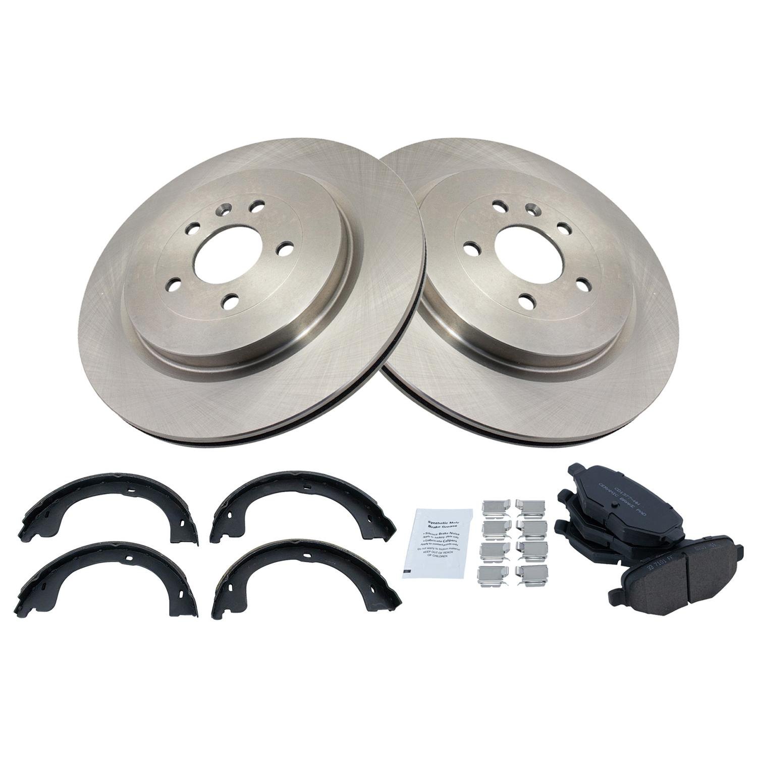 TRQ® BKA28624 - Rear Disc Brake Kit with Ceramic Pads and Shoes
