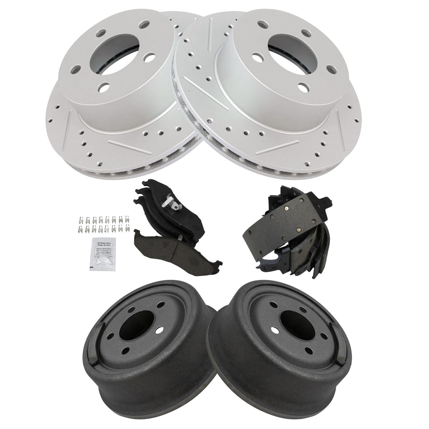 Trq Bka Performance Ceramic Front And Rear Brake Kit With Drum And Shoes