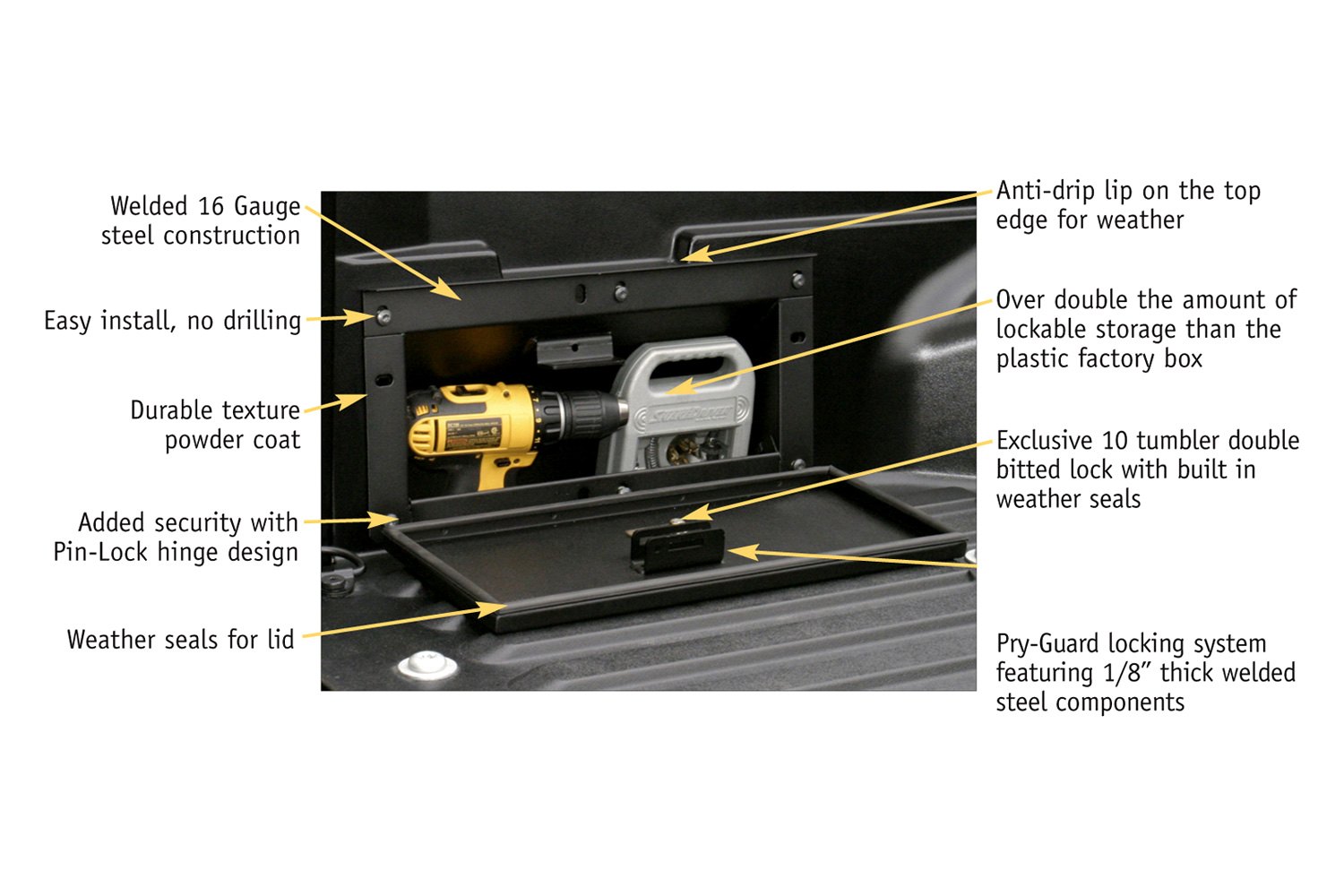 Toyota Tacoma Truck Bed Security Lockbox Black