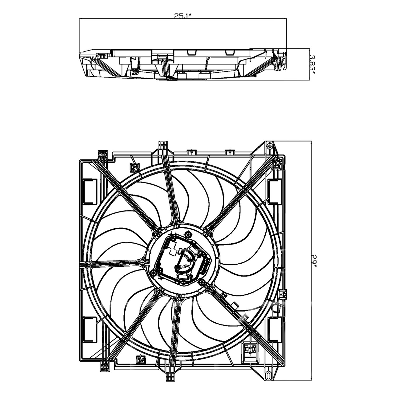 TYC® 624170 Dual Radiator and Condenser Fan Assembly