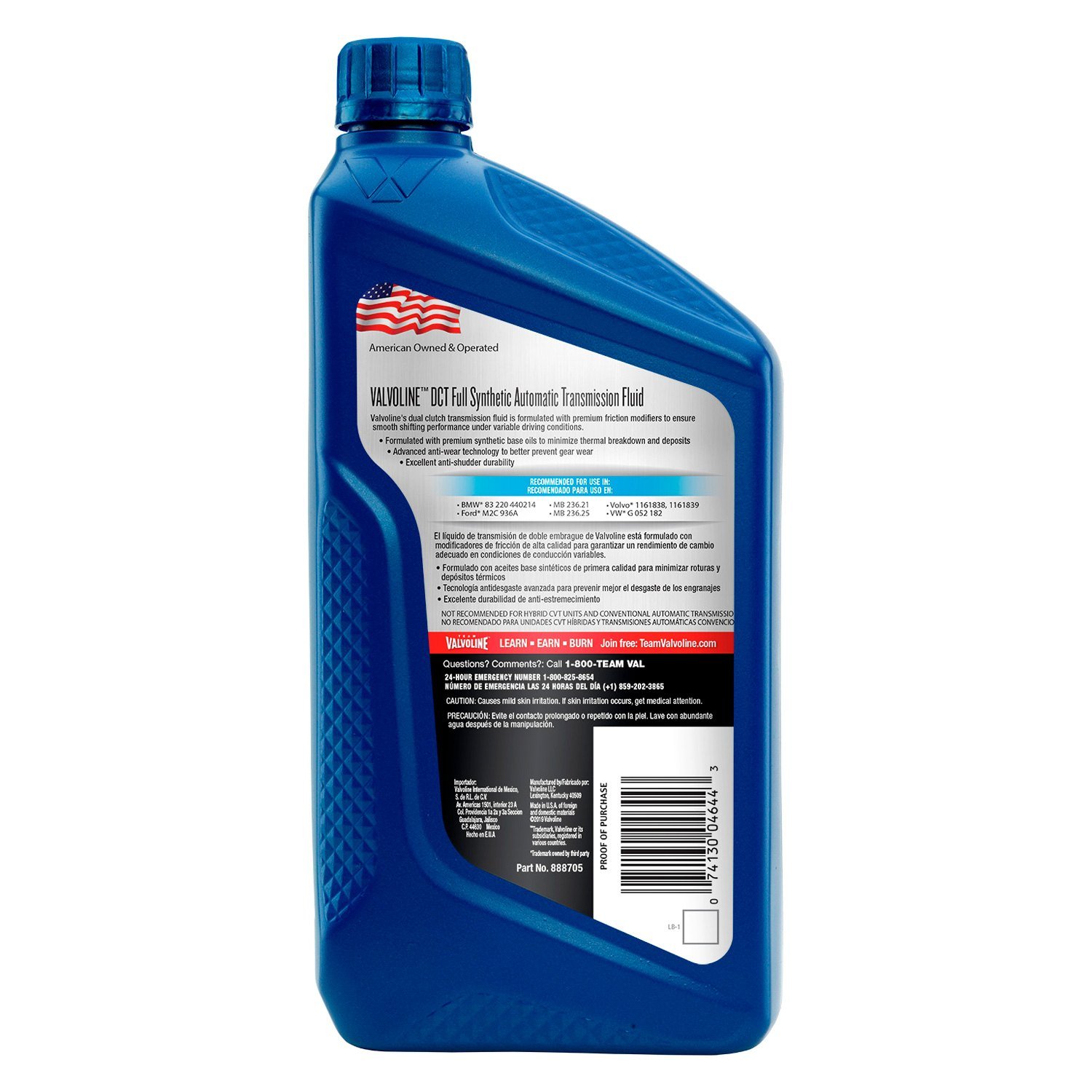Valvoline® 888705 Full Synthetic Dual Clutch Transmission Fluid, 1
