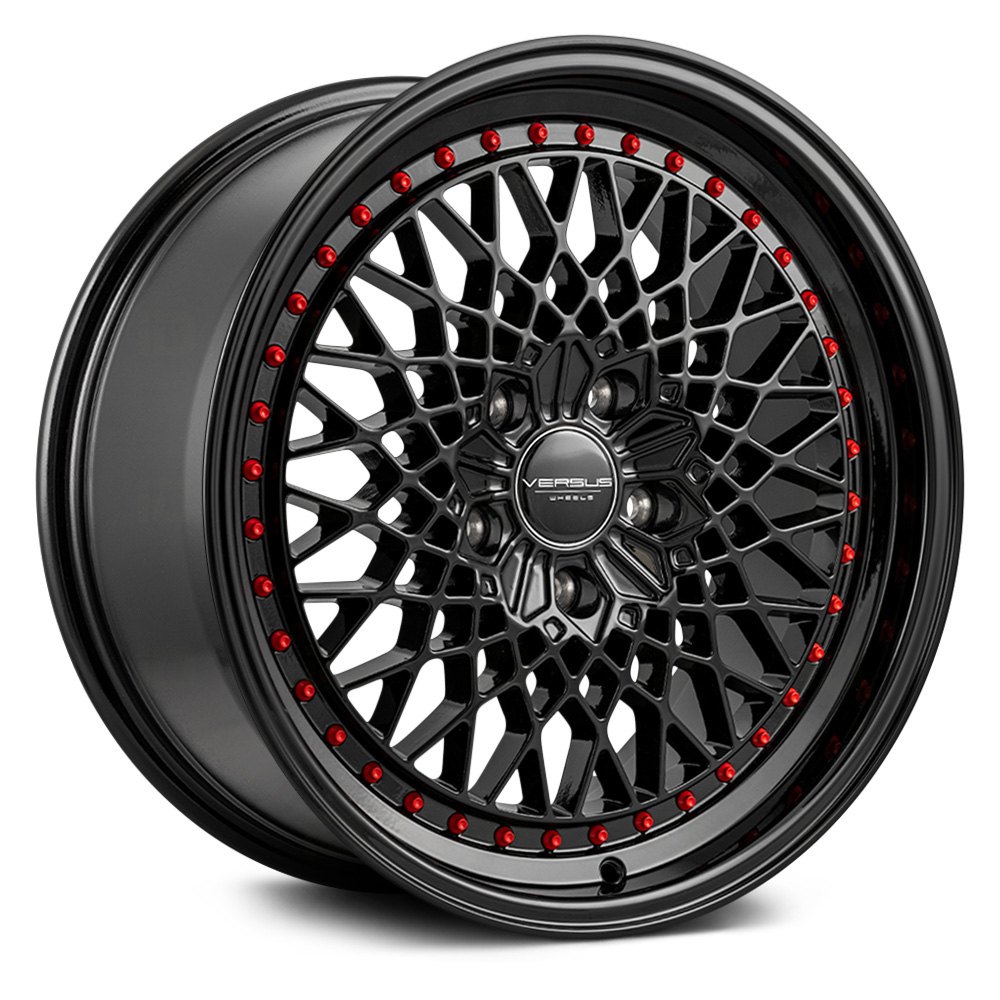 Black with Red Rivets Rims
