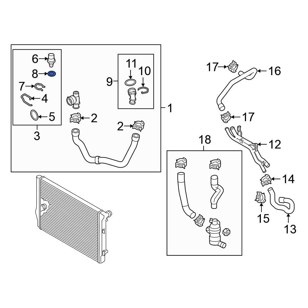 Volkswagen OE WHT002287B - Engine Coolant Temperature Sensor O-Ring