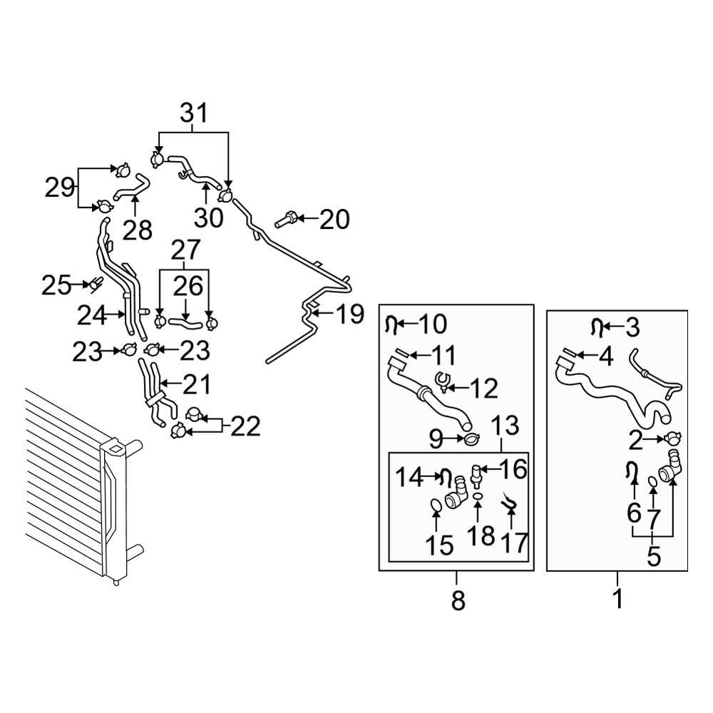 Volkswagen OE 1J0121142 Radiator Coolant Hose CClip