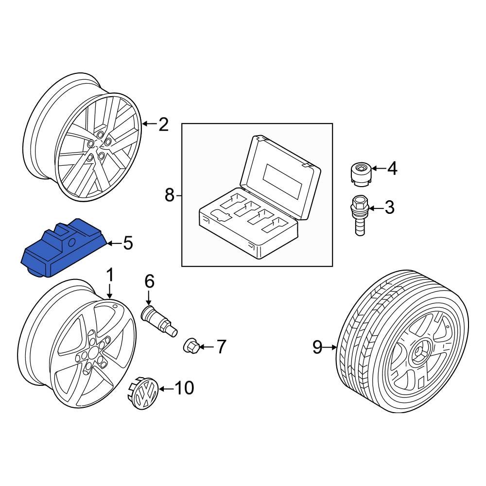 Volkswagen OE 7P0907275A Tire Pressure Monitoring System Sensor