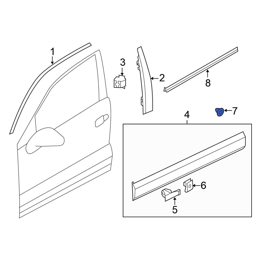 Volkswagen OE 1H0853586 Rear Lower Door Molding Grommet