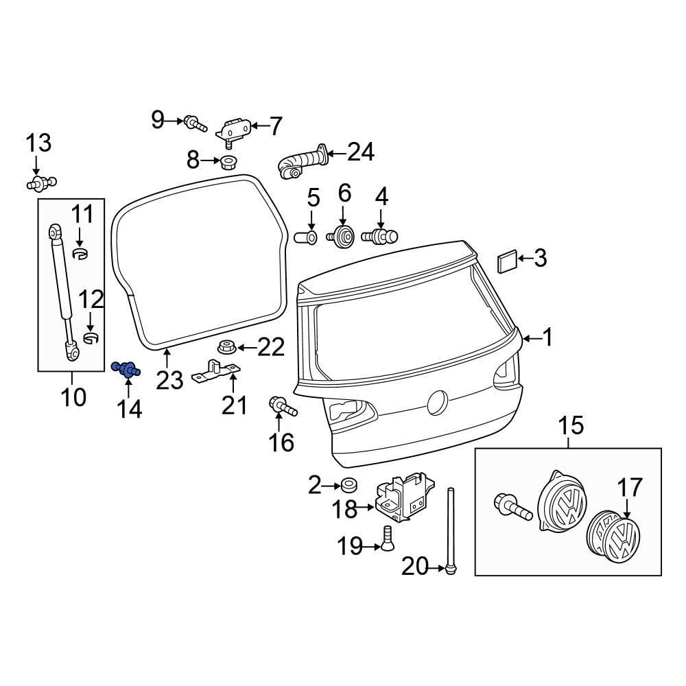 Volkswagen OE WHT004118 Rear Liftgate Support Strut Holder