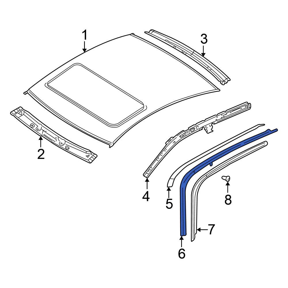 Volkswagen OE 3B9854701C7Z7 Left Roof Drip Molding