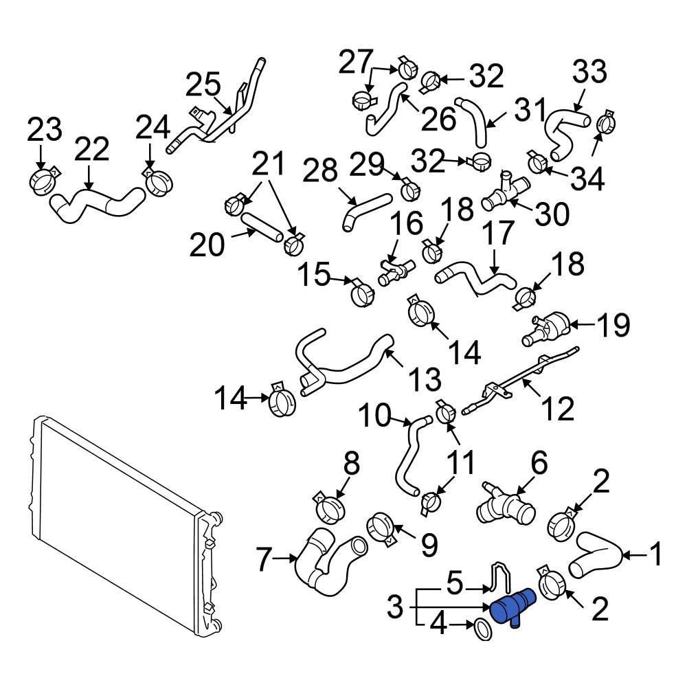 Volkswagen OE 3B0122291C Radiator Coolant Hose Adapter