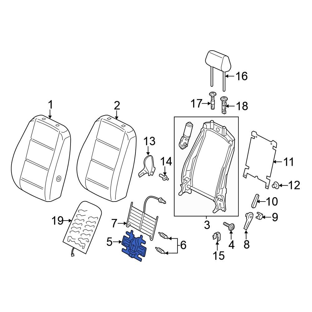 Volkswagen OE 5N0881880 Front Left Seat Lumbar Support Cushion