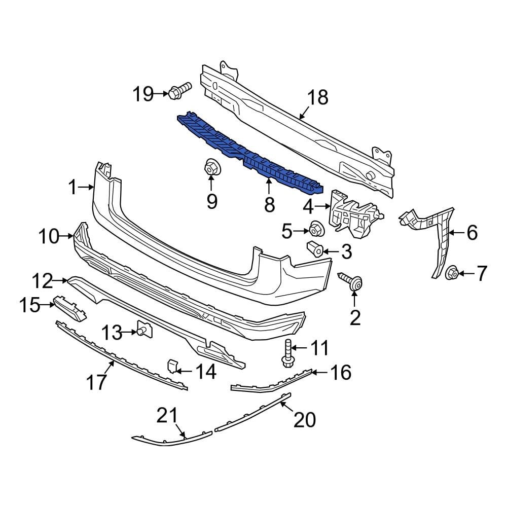 Volkswagen OE 3CN807863B Rear Center Bumper Cover Support Rail
