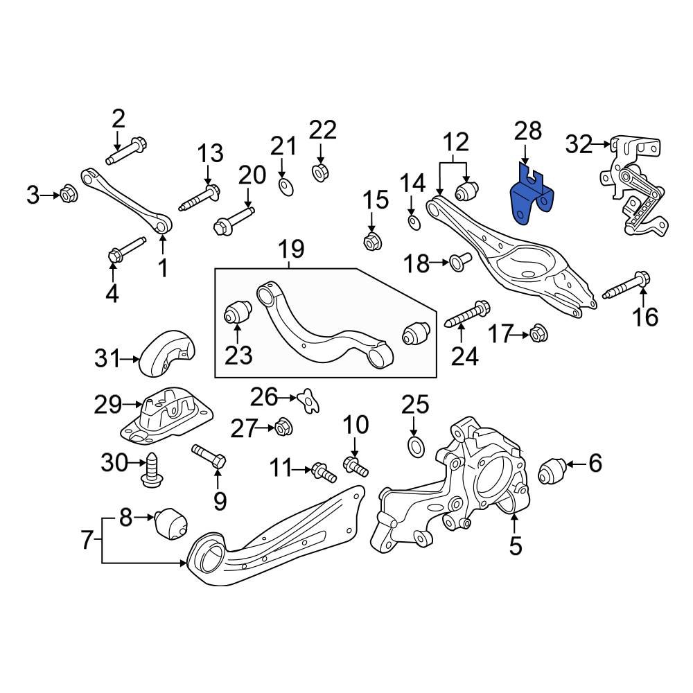 Volkswagen OE 3QF199231D Front Left Rearward Suspension Control Arm Bracket