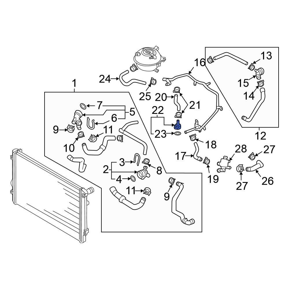 Volkswagen OE 06K121143 HVAC Heater Hose Connector
