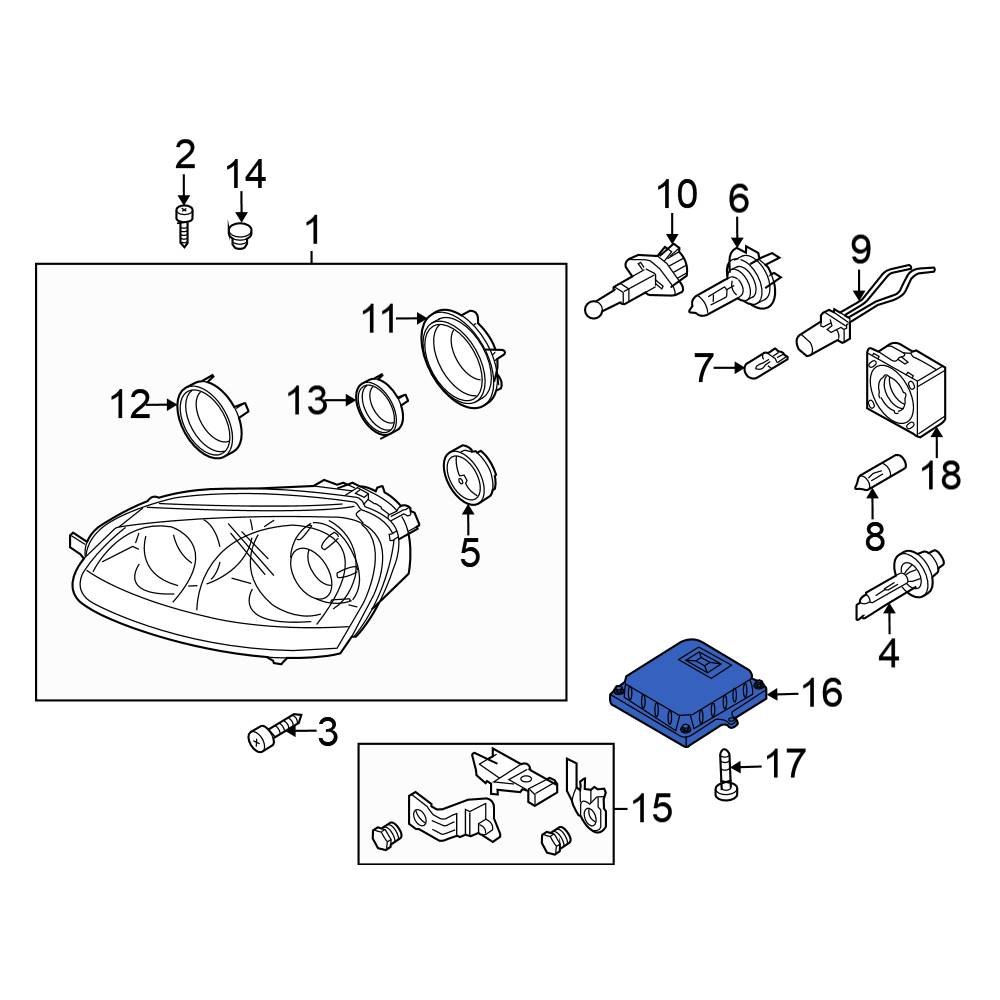 Volkswagen OE 1T0907391 Front Headlight Control Module
