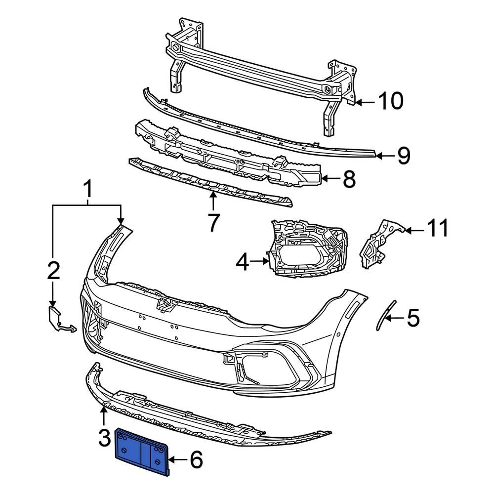 Volkswagen OE 5H0807287A9B9 Front License Plate Bracket