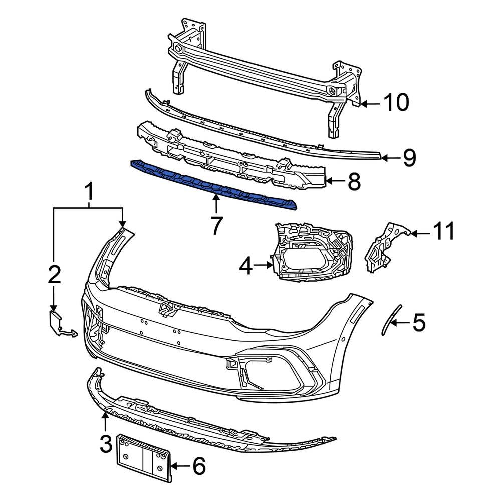 Volkswagen OE 5H0807963C Front Bumper Cover Reinforcement