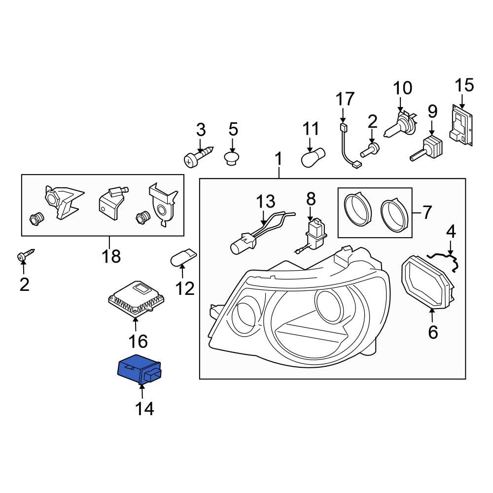 Volkswagen OE 7L6941329A Front Headlight Control Module