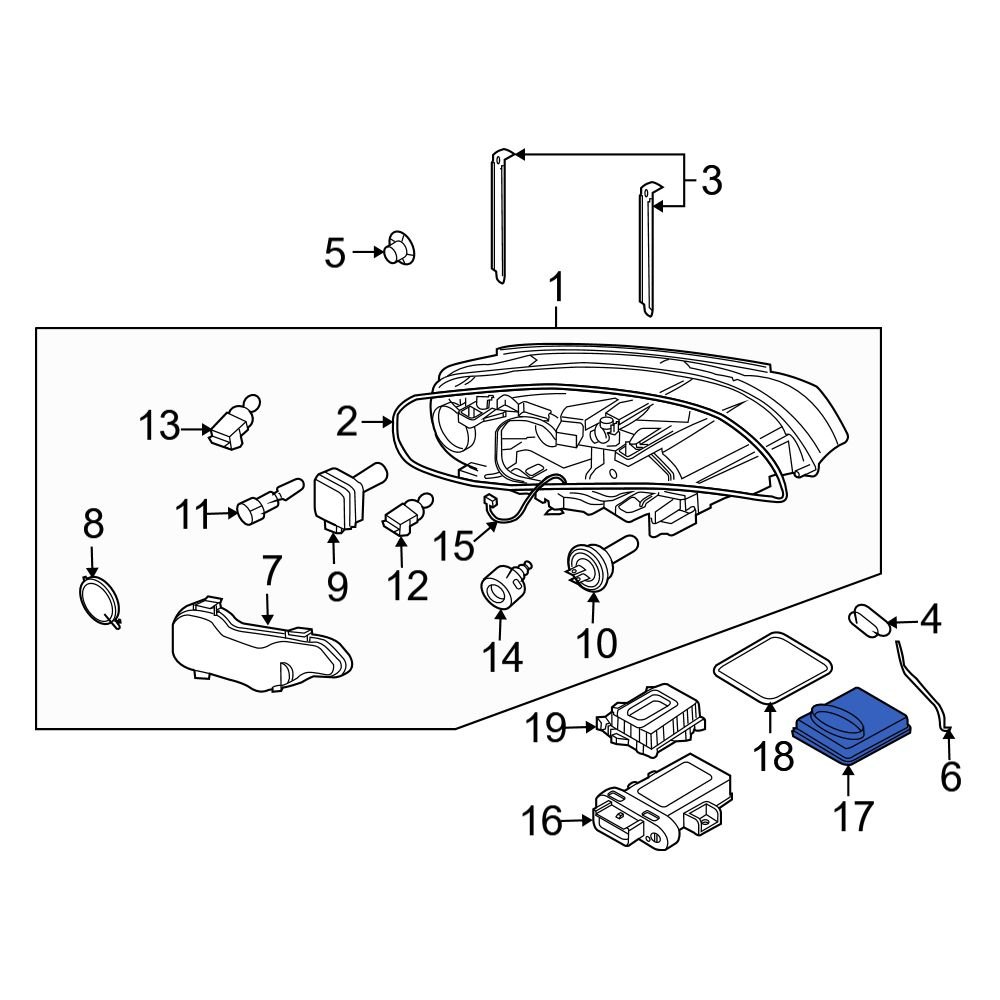 Volvo OE 30744459 Front High Intensity Discharge (HID) Headlight Igniter