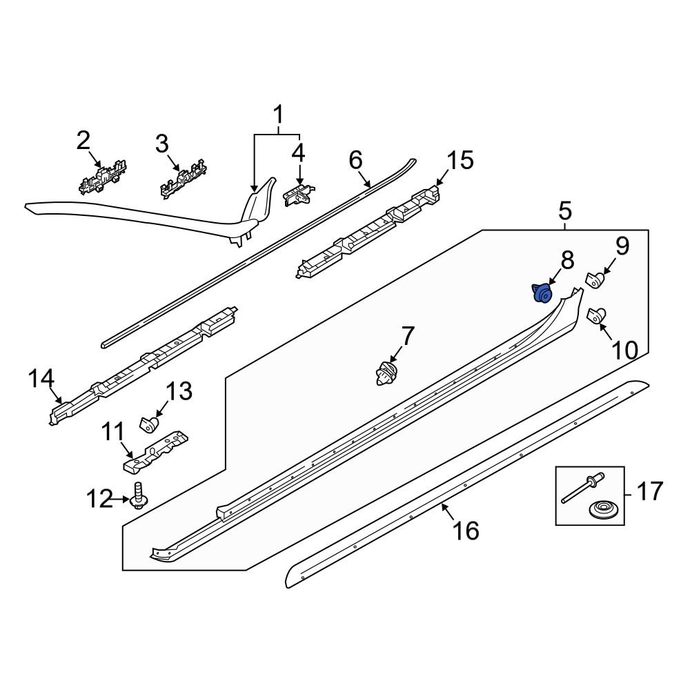 Volvo OE 30622612 Rocker Panel Molding Clip