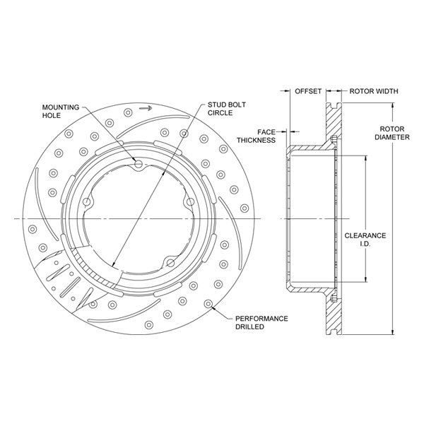 Wilwood® 160-12891-BK - 32 Vane Drilled and Slotted 2-Piece Driver Side ...