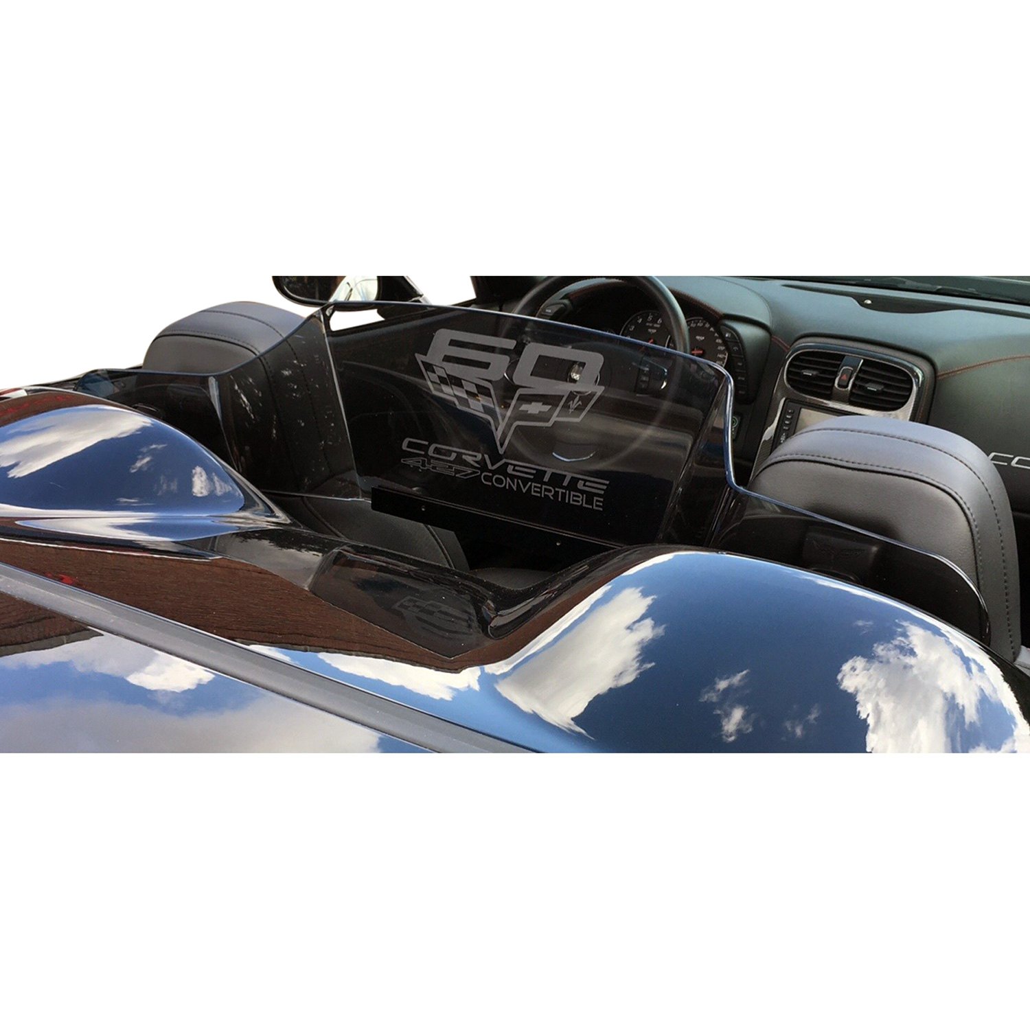 WindRestrictor® C6 WRsmoke40 Wind Deflector with 60 C6 Flags & Text Logo
