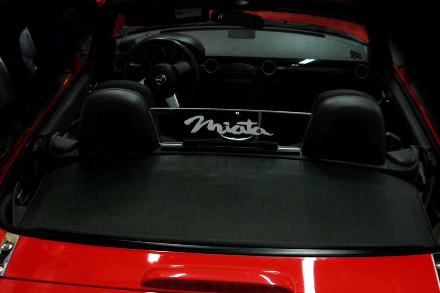 WindRestrictor® Miata WRclear10 Wind Deflector with Miata Text Logo