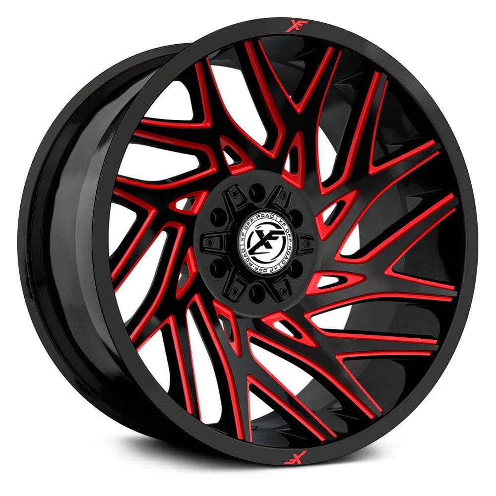 XF OFF-ROAD® XF-229 Wheels - Gloss Black with Red Milled Accents Rims